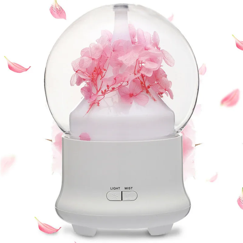 Colorful B2b Marketplace 2024 Flower air Humidifier Led Glass Bottle Oil Diffuser