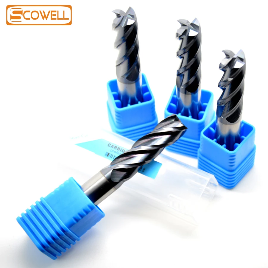 4 Flutes Flat End Mill Cutter Tungsten Carbide Straight Shank 1mm - 12mm Center Drill CNC End Milling Route Bits