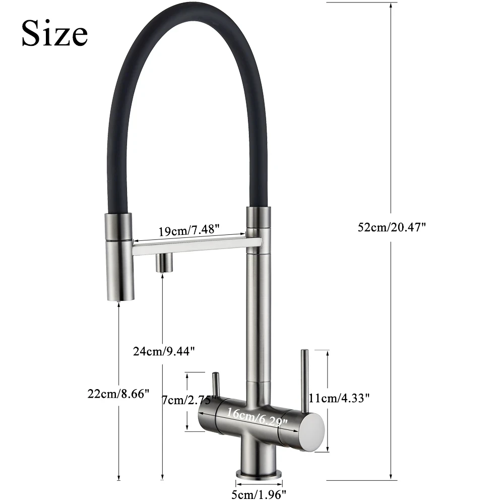 Filter Water Kitchen Faucet 2 in 1 Black Pull Down Pure Water Sink Faucets for Kitchen Deck Swivel Hot Cold Mixer Tap