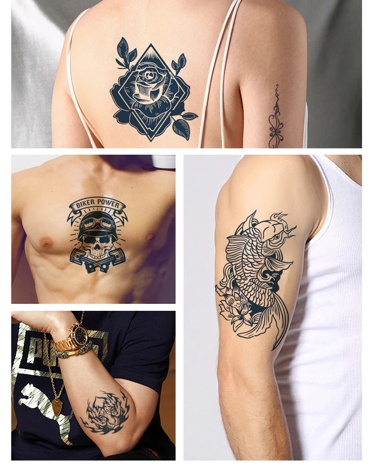 Semi-Permanent Male And Female Plants Tattooed Vegetation Eagle Tattoo Sticker