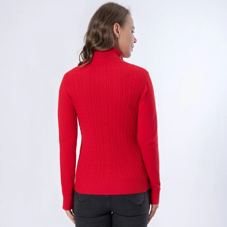 2021 New Design Autumn Twist Knit Pullover Winter High Neck Women Sweater