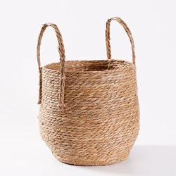 Chenju  Straw Rope Woven Basket For Storage With Handle seagrass Storage basket
