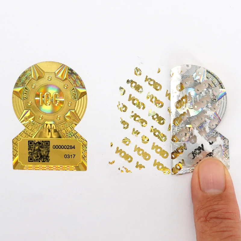 Digital Printing Custom Hologram Warranty Security Seal Removed Tamper Evident VOID Holographic Laser Stickers Label