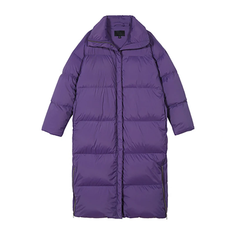 
Puffy Good Quality Light Weight Outdoor Purple Waterproof Long Designer Down Winter Jacket Woman Hoodie Puffer Coat 