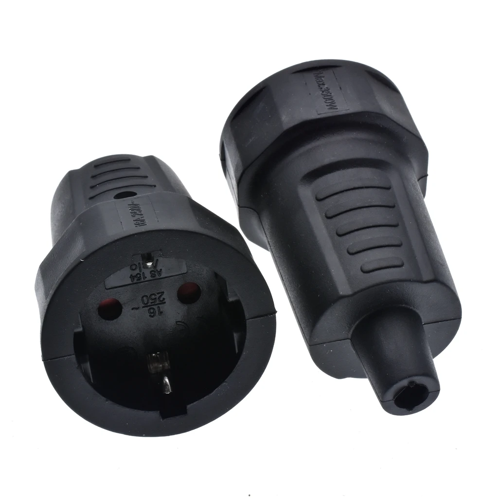 European 16A Grounded Industry Assemble Wiring Plug Germany Russia Power Cable Connector Female Male EU Schuko Power Socket Plug