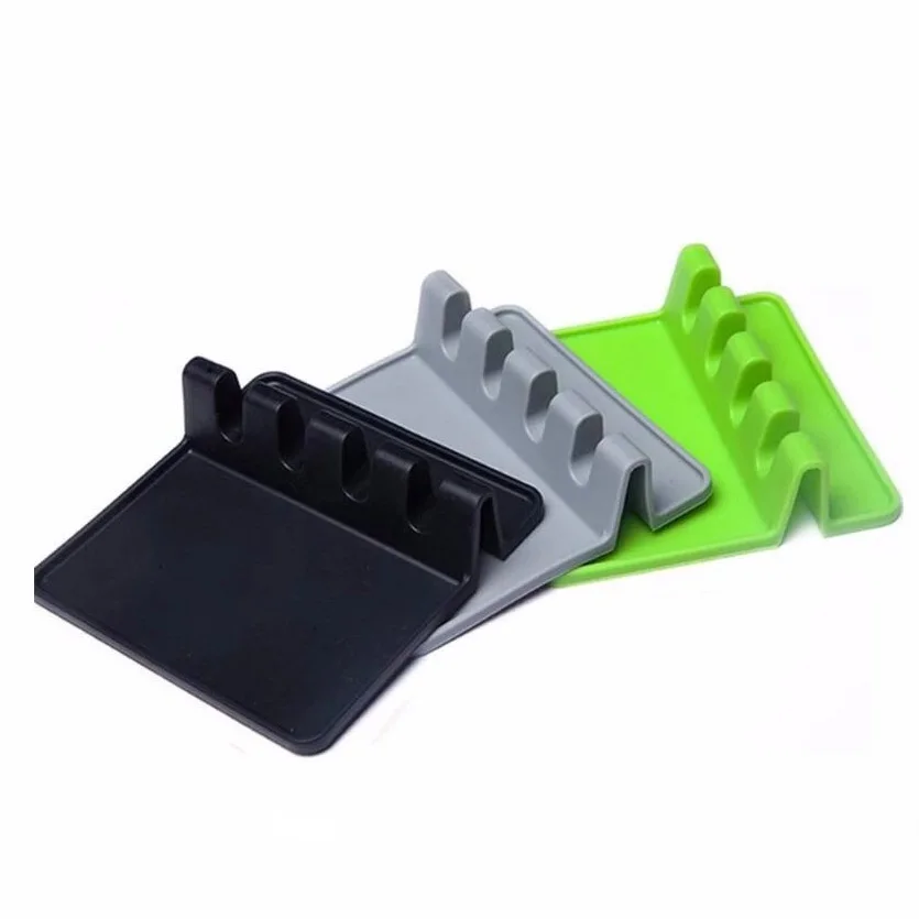 
hot sale silicone utensil rest with drip pad for multiple utensils holder 