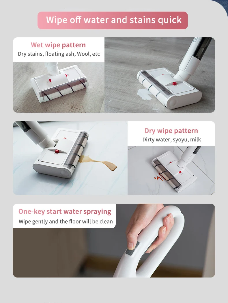 LANJI OEM LJ-GL01 Handheld Cordless Rechargeable Electric Stick Household Wet and Dry Floor Mop