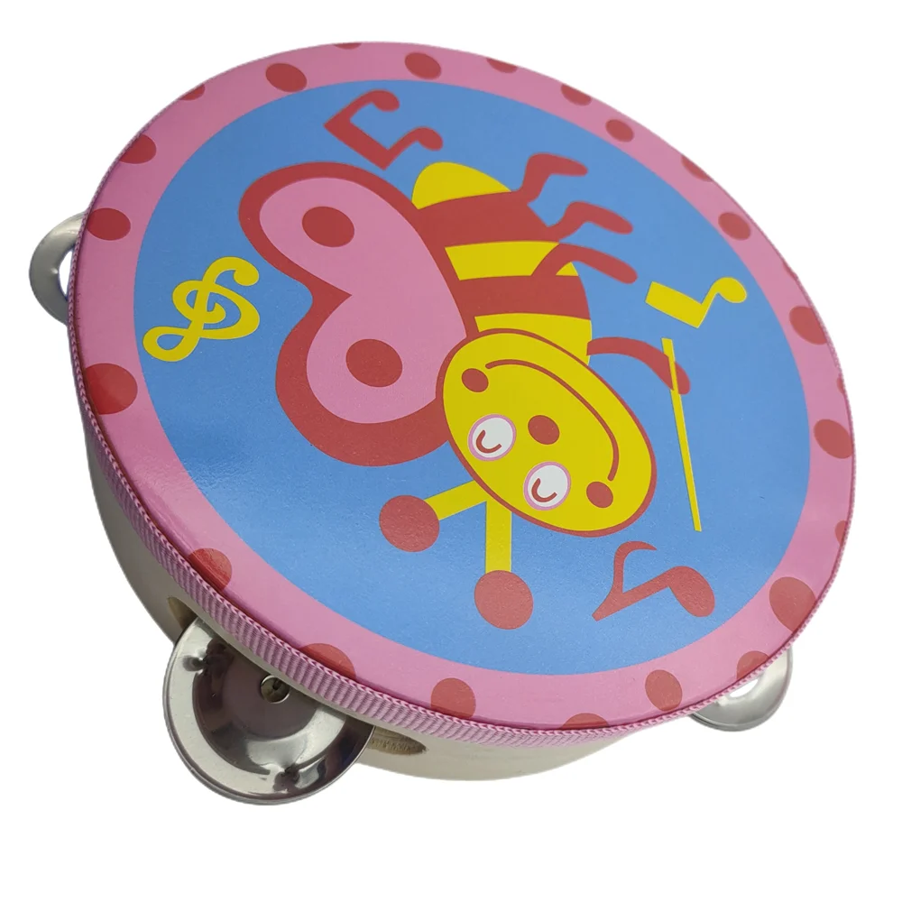 Th4-high Quality Wooden Laser Flashing Tambourine Pattern Double Row 8 Inch For Sale