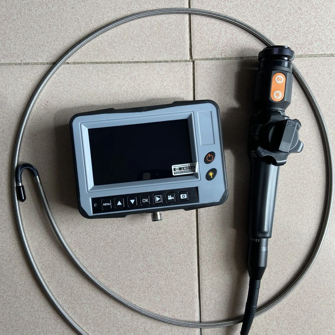 Portable Inspection Video Borescope, 10mts Long Cable, 2 Way Articulation, Waterproof IP67, 4.5' Display