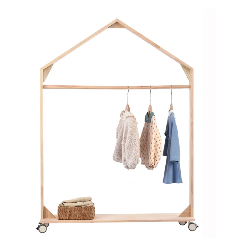 Children furniture sets wooden stand cloth display clothing store clothes rack