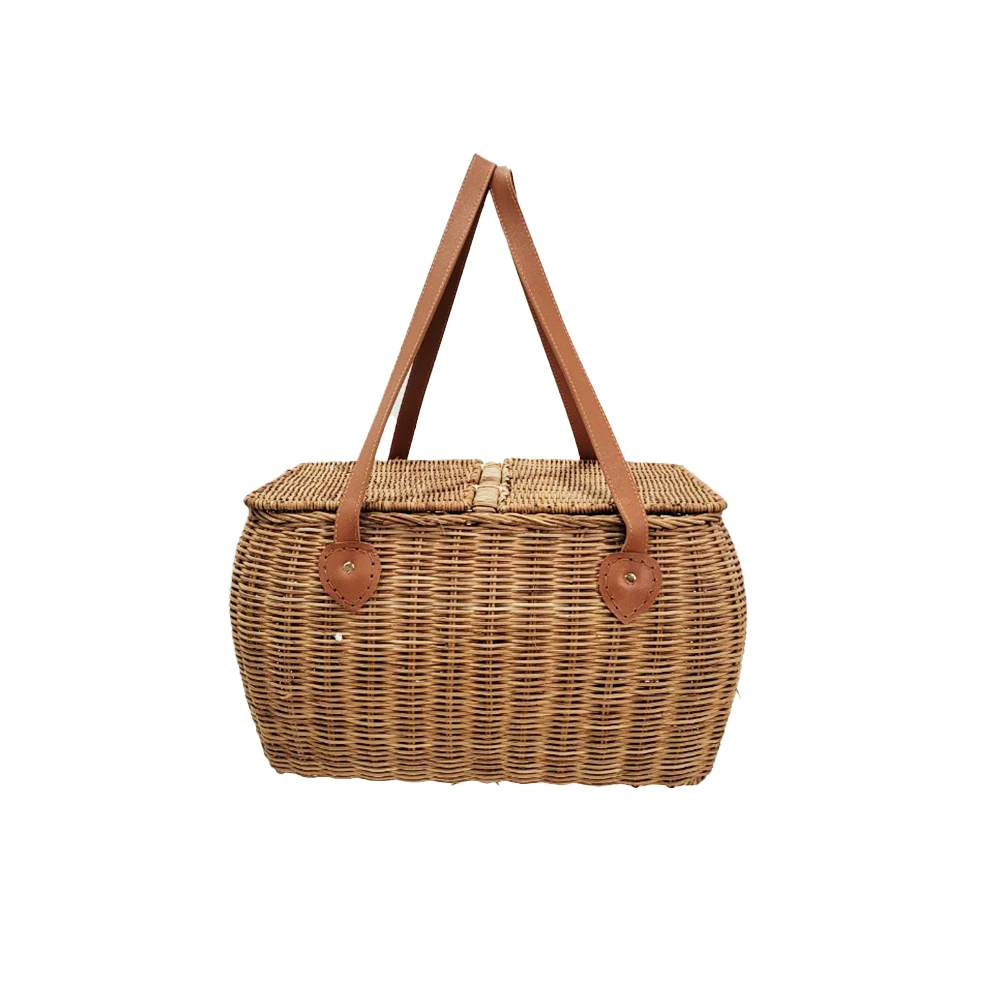 Customized Accept Order Graphic Design Package Logo Top Price Low MOQ Hot Seller Supplier Bamboo Rattan Basket With Handles