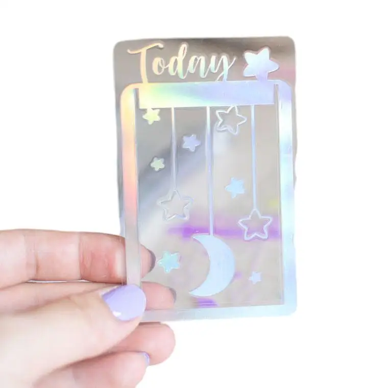 Пользовательский планировщик, маркер страниц, пластиковый прозрачный верхний язычок, голографическая звезда, Луна, планировщик, плавающий разделитель, маркер для книг