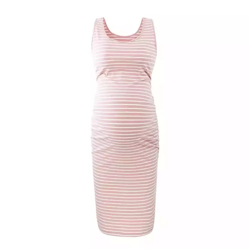Loose Spring Maternity Dress Horizontal Stripes Maternity Dress Women Simple Pregnancy Clothes