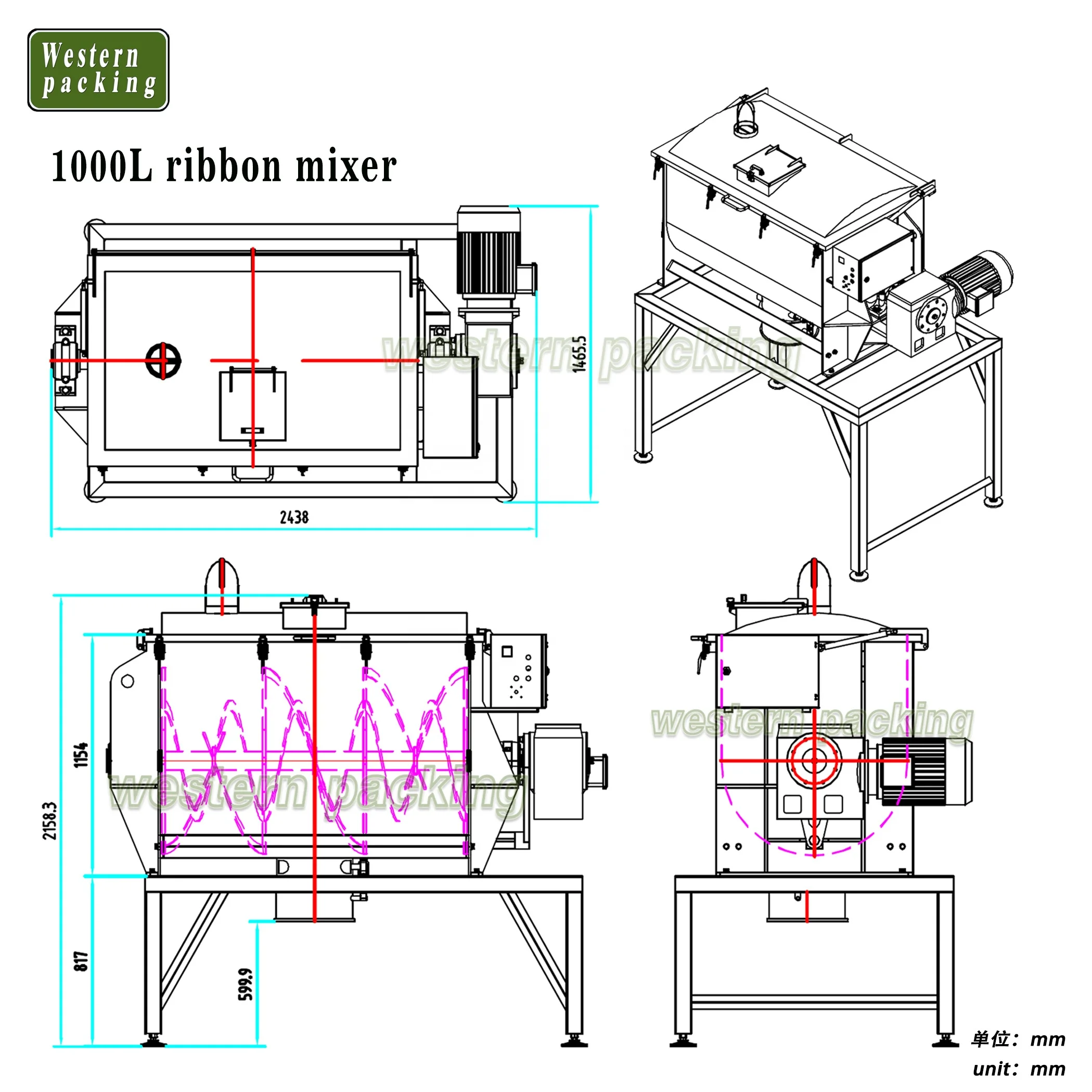 Industrial Ribbon Blender Powder Blender Ribbon Blender Manufacturers