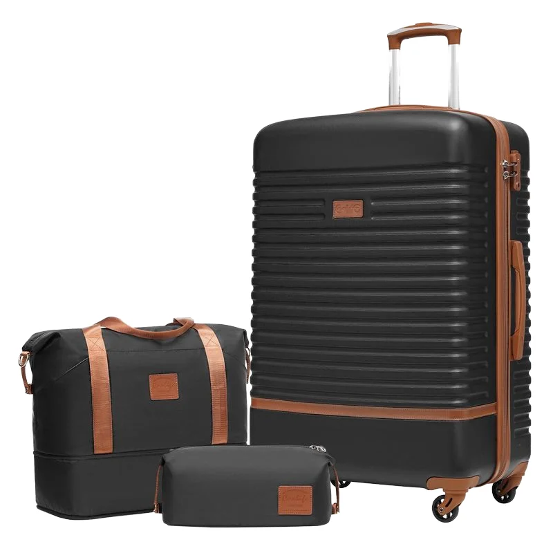 Factory Custom 3-Piece Luggage Set Unisex ABS Hardshell with TSA Lock Spinner Wheels PP Material Carry-on Suitcase Travel Bags