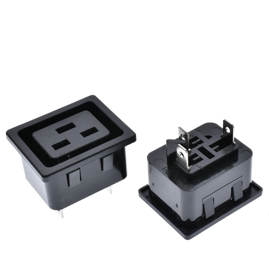 Black CE Copper IEC60320 C19 PDU UPS 3pin AC Power Socket Panel Mount Multiple Power Outlet 16A
