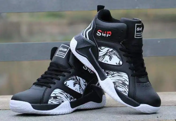 Wholesale Comfortable Running Outdoor PU Basketball Shoes White Sneakers for Men