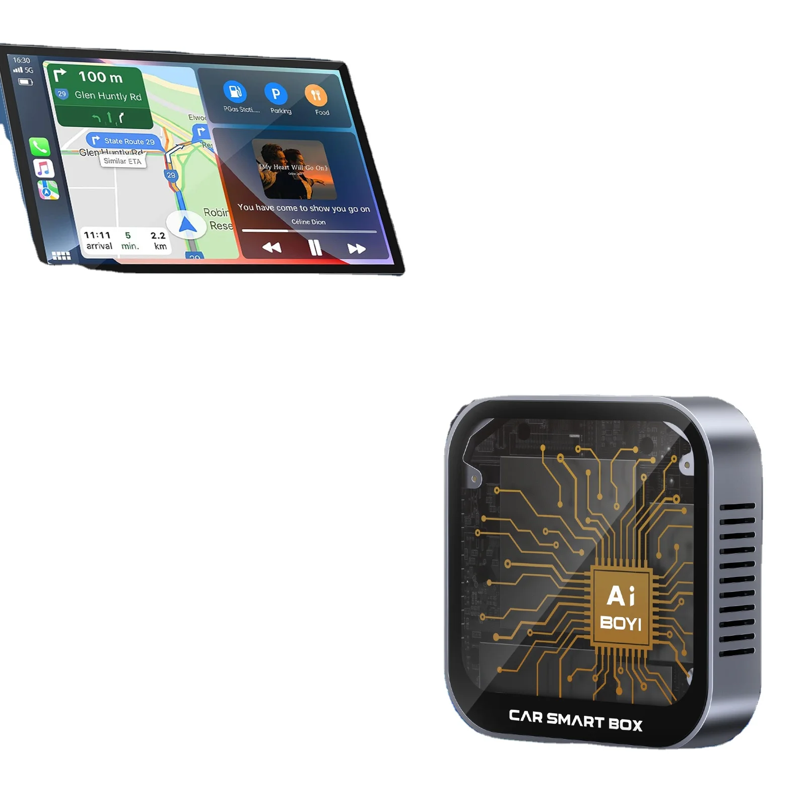 BOYI Carplay AI BOX Wireless 2 in 1 Bulit-in GPS Navigation For Iphone carplay 8+128GB car play adapter Netflix and YouTube