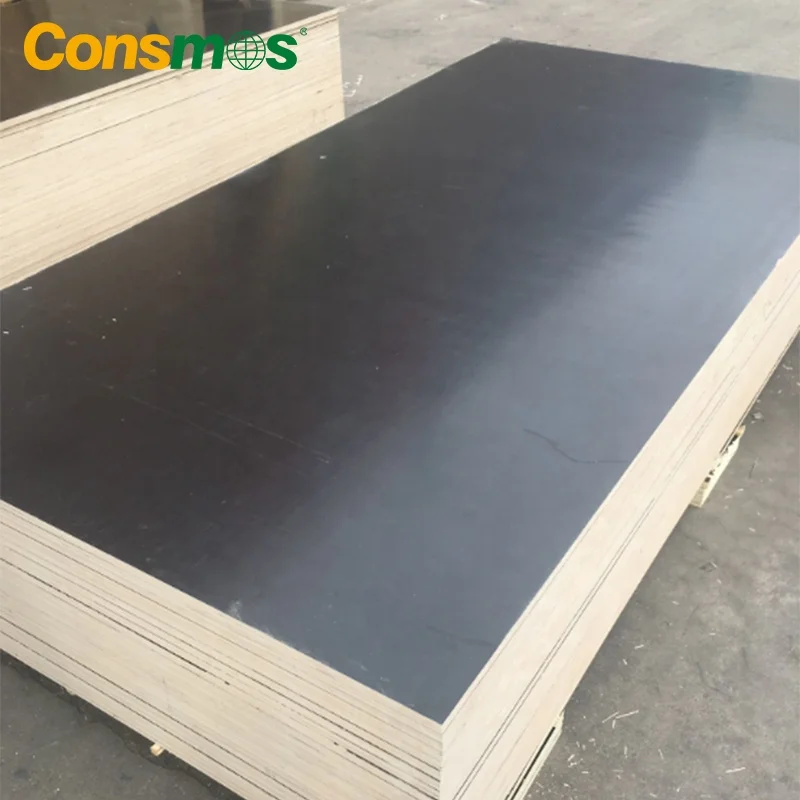 CONSMOS 18mm 20mm 21mm Black Veneer Poplar Core Marineplex Film Faced Shuttering Formwork Plywood Board Price