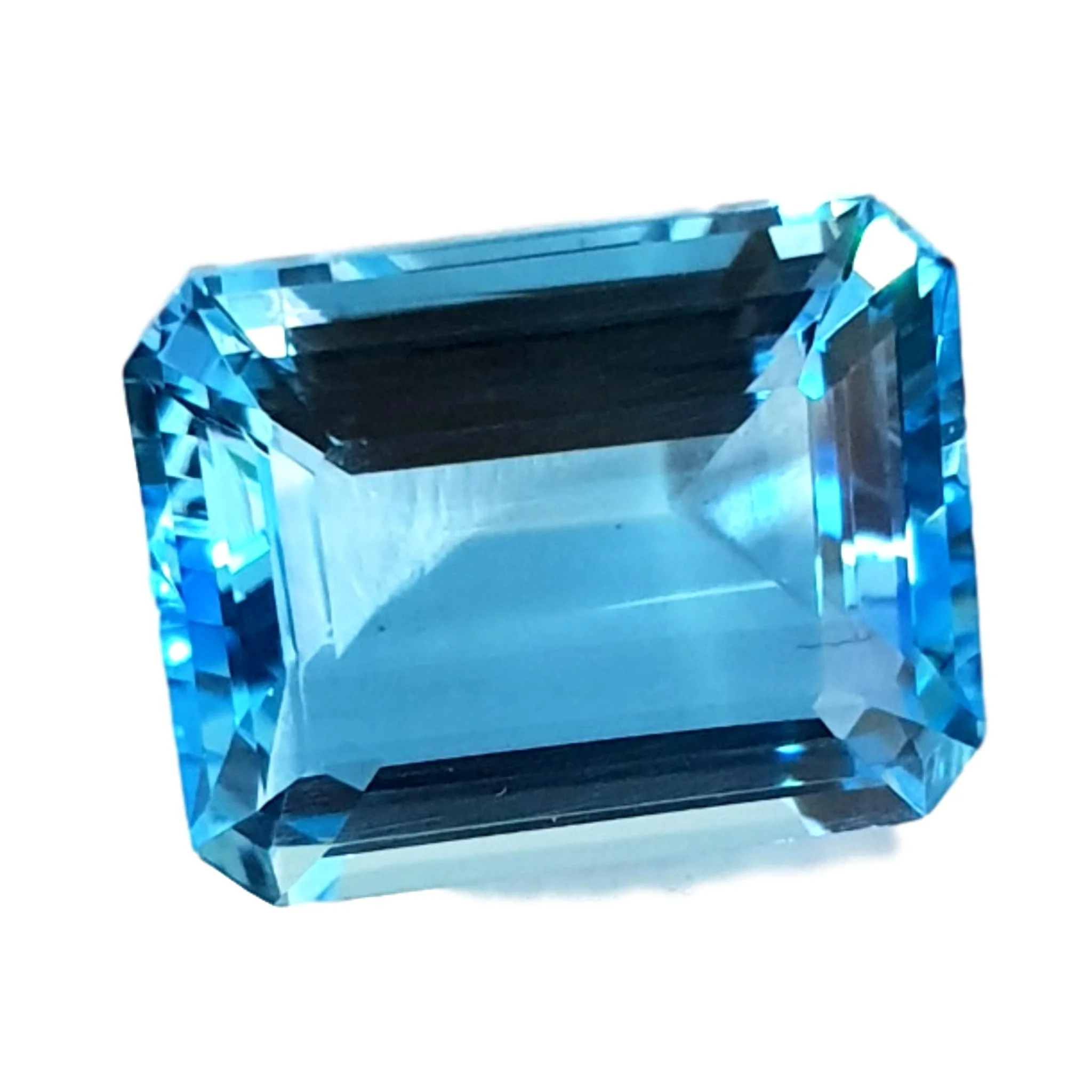 emerald cut swiss blue topaz gemstone