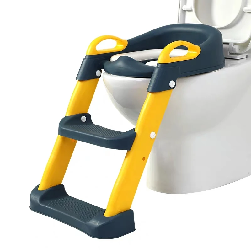 Potty Training Toilet Seat with Step Stool Ladder for Kids, Baby Training Seat with Soft Padded Seat