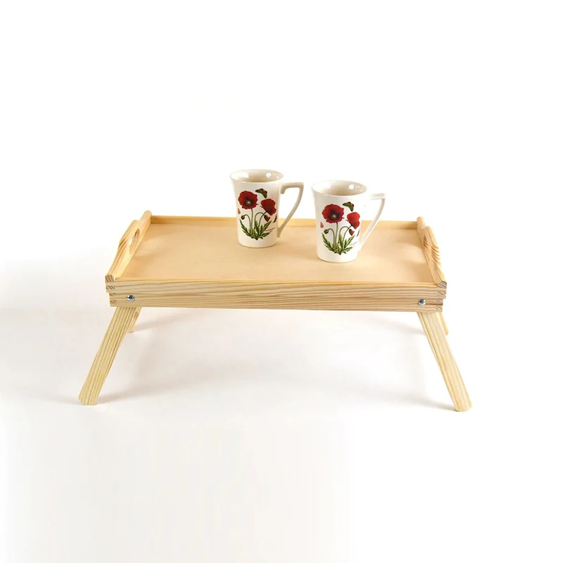 Food Snack Tray Bed Breakfast Tray with Folding Legs