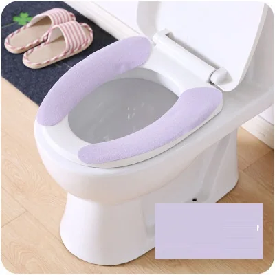 Winter Suede Washable Toilet Seat Cover Sitting Cushion Plain Color Paste Type Solid