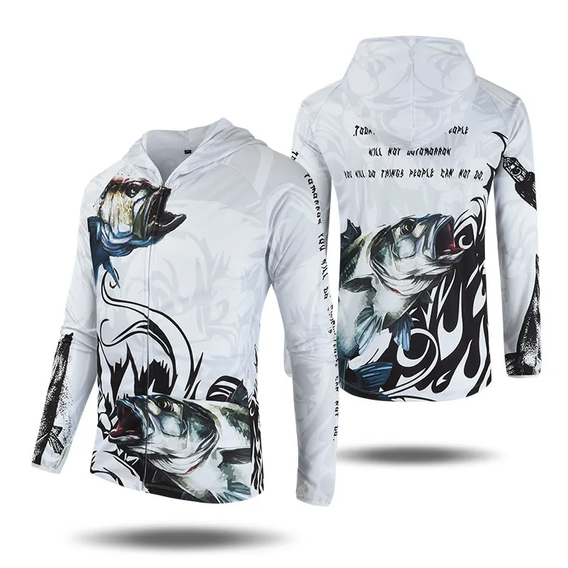 Custom Fishing Clothes Anti UV UPF50+ Fishing Hoodies Long Sleeve Breathable Quick Dry Sublimation Fishing Shirts