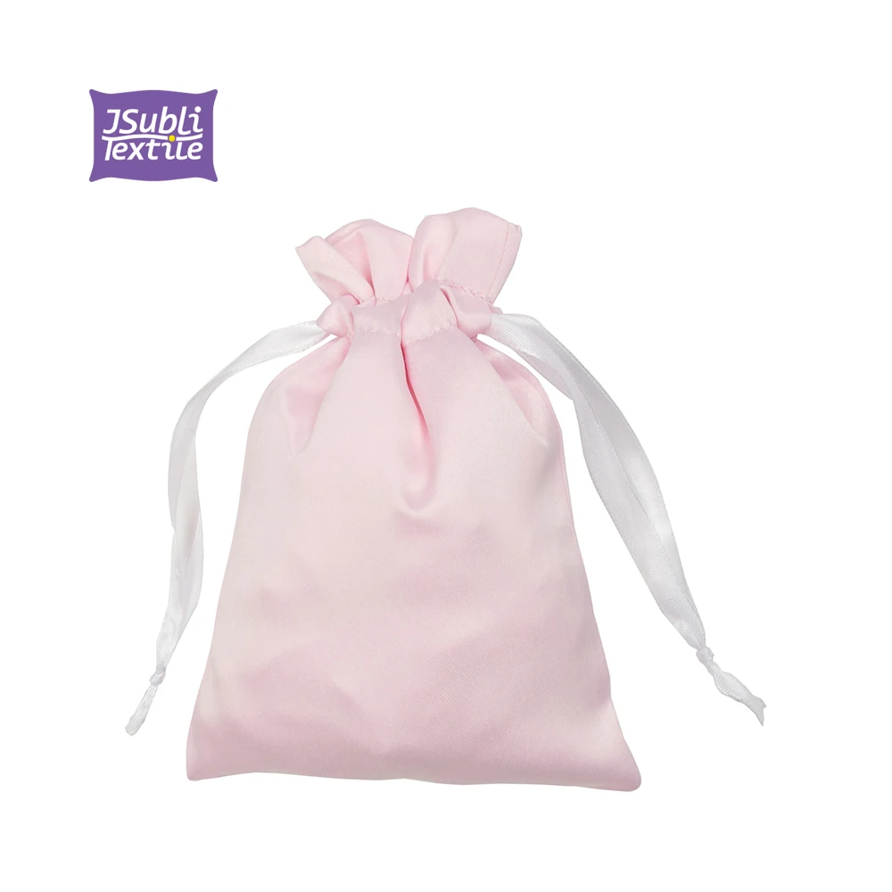 12*17cm Custom Logo Label Craft Sublimation  Wholesale Pink Jewelry gift  Cosmetic Small Drawstring Makeup Bag