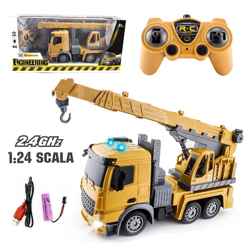 2.4g 6 Channel 1:24 RC Construction Toys Remote Control Crane Toy Truck Crane