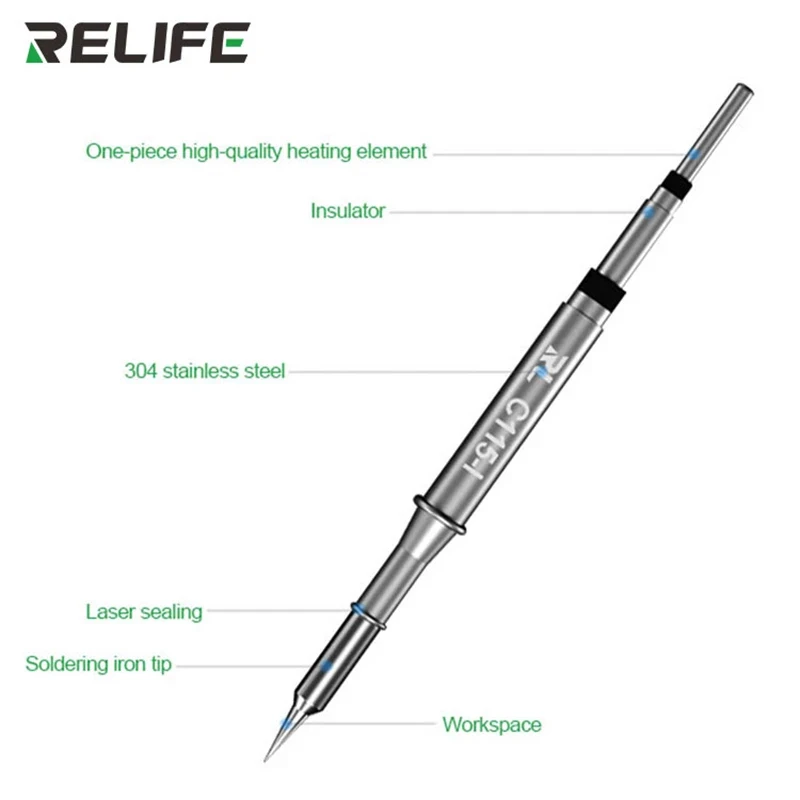 RELIFE RL-C115 (I/IS/K) Universal C210 Soldering Iron Tip Head Repair Soldering Station Welding JBC GVM
