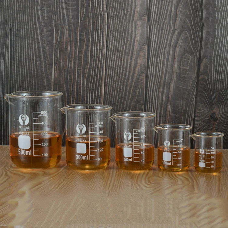 Laboratory wholesale regular size transparent glass beaker flask