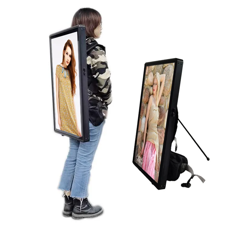 Rechargeable portable mobile LED backpack walking billboard for real estate extension customer