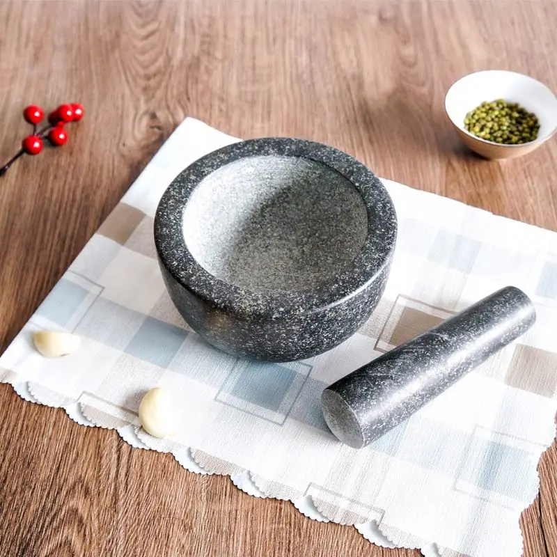Professional Wholesale Solid Stone Granite Mortar & Pestle Set For Spices Seasonings Pastes And Guacamole