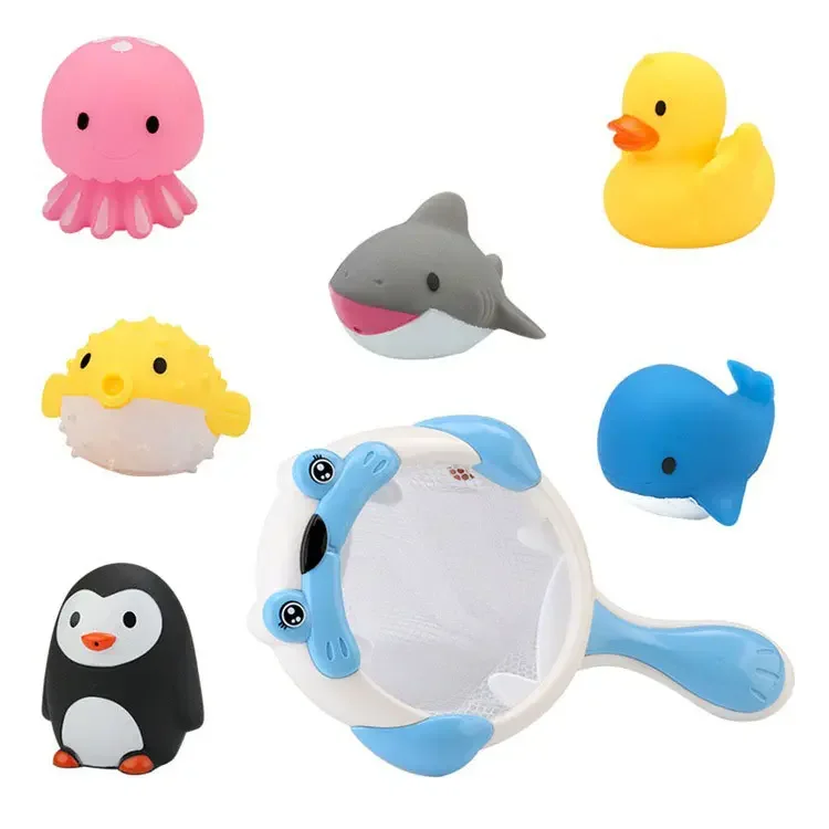 2024 Child Cartoon Bath Toy Baby Fishing Toys Water Play Soft Rubber Animal Bath Toys For Kids