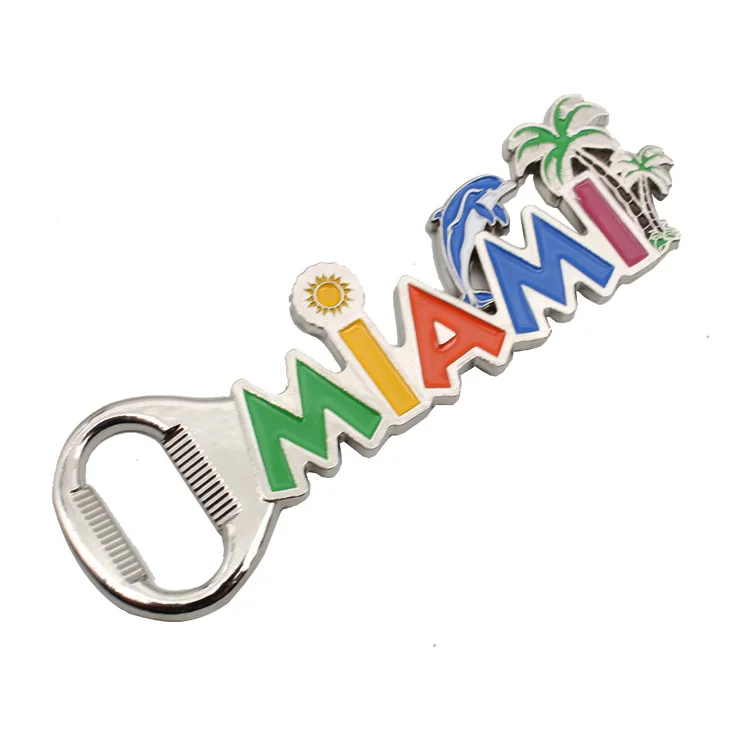 Изготовитель на заказ рекламный подарок Miami Beach City туристические сувениры холодильник магните открывалка для бутылок