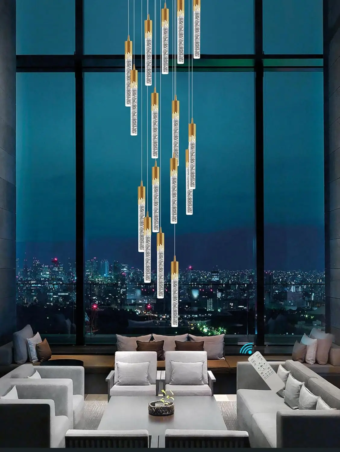 Staircase Pendant Personality  Led Light number of lights 16 chandelier decorative light For Living Room Art Crystal Chandelier