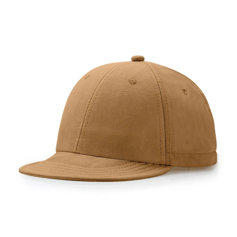 Wholesale Customized 6 Panel Flat Short Brim Bill Visor Hat Soft Unstructure Adjustable Fitted Baseball Cap
