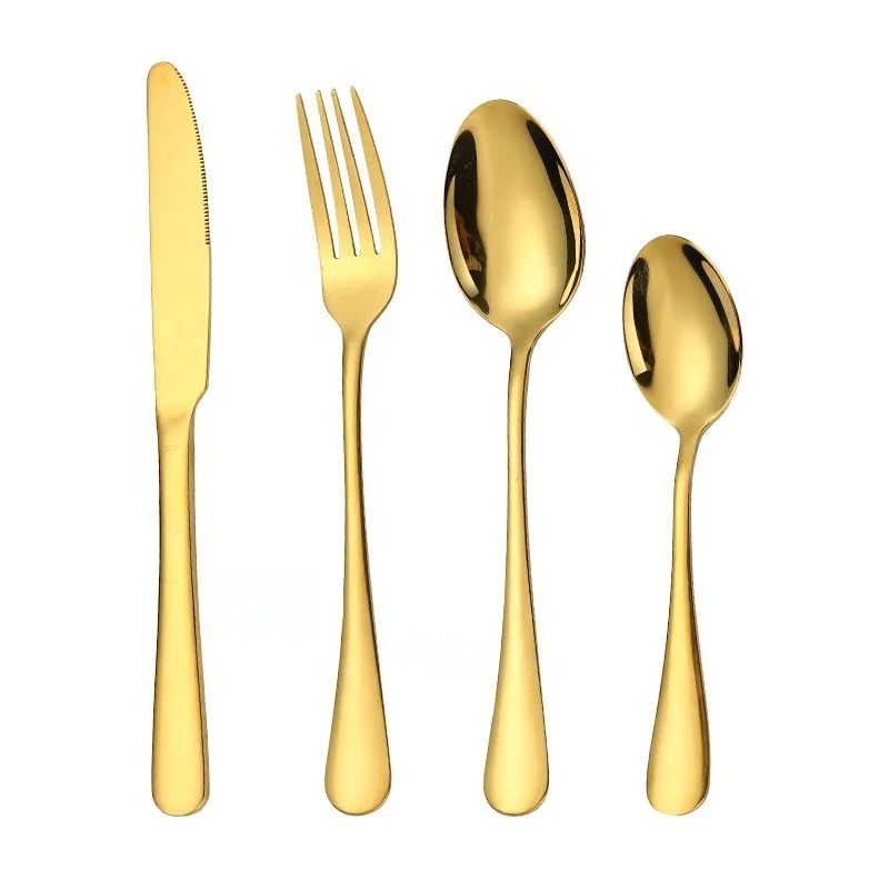 
Bulk Gold Plated Stainless Steel Cutlery Set wedding Fork Spoon Knife Black copper Rose gold Cutlery for wedding flatware set 
