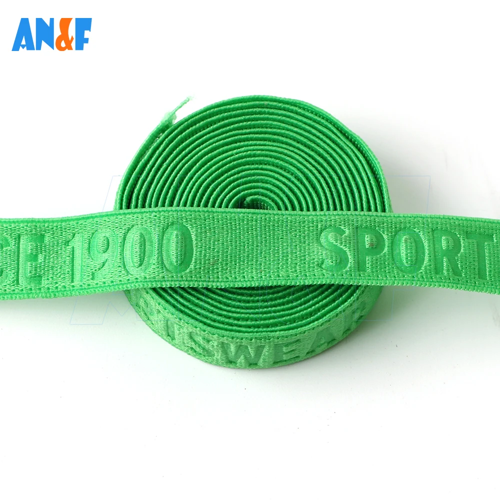 Customized 10mm Printed Embossed Customers Neck Tape Brand Name Logo Elastic Soft Nylon Garment Accessories Webbing Band