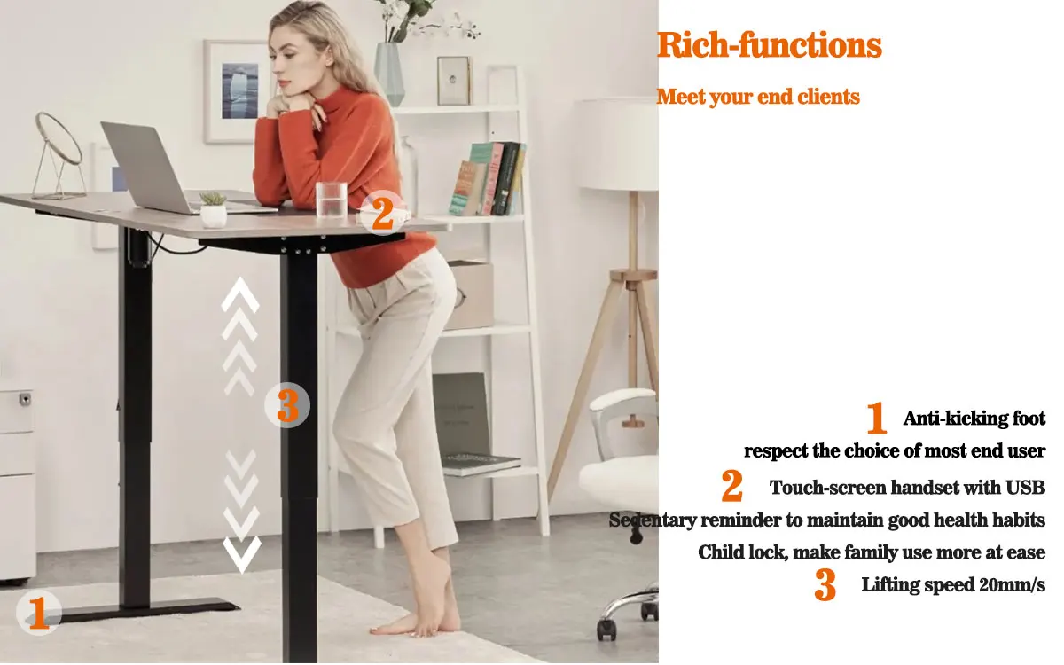 Height adjustable portable desk electronic executive desk standing sitting sturdy height adjustable electric standing desk