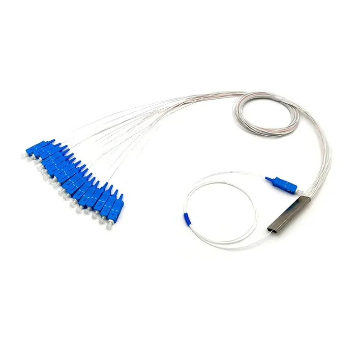 FTTH White 1x16 Fibre Optic PLC Splitter Mini Steel Tube PLC Splitter with SC UPC Connector Best Price