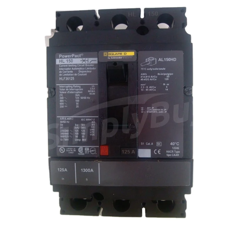 HGA Series PowerPact H 3P 600V 18kA термомагнитный MCCB литой корпус выключатели PowerFact I-Line Breaker-20A-150A