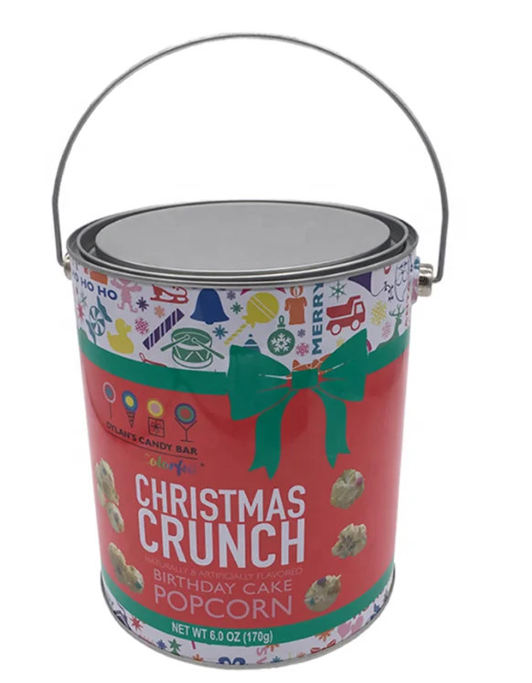 Factory Custom Logo Design Food Mini Gift Packaging Empty Metal Paint Pail Barrel Tin Can With Handle Lid &