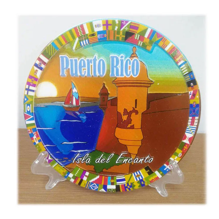 Resin Puerto Rico Souvenir round plate, Puerto Rico Tourist gifts