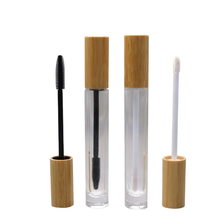 
Hot sale professional design empty glass mascara bottles Eyelash tube with bamboo lid 
