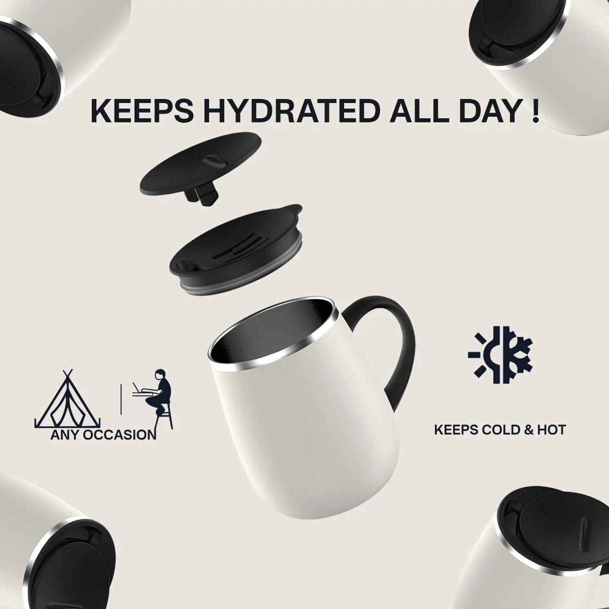 Hot selling factory outlet custom Logo travel coffee mug stainless steel coffee cup tumbler with handle