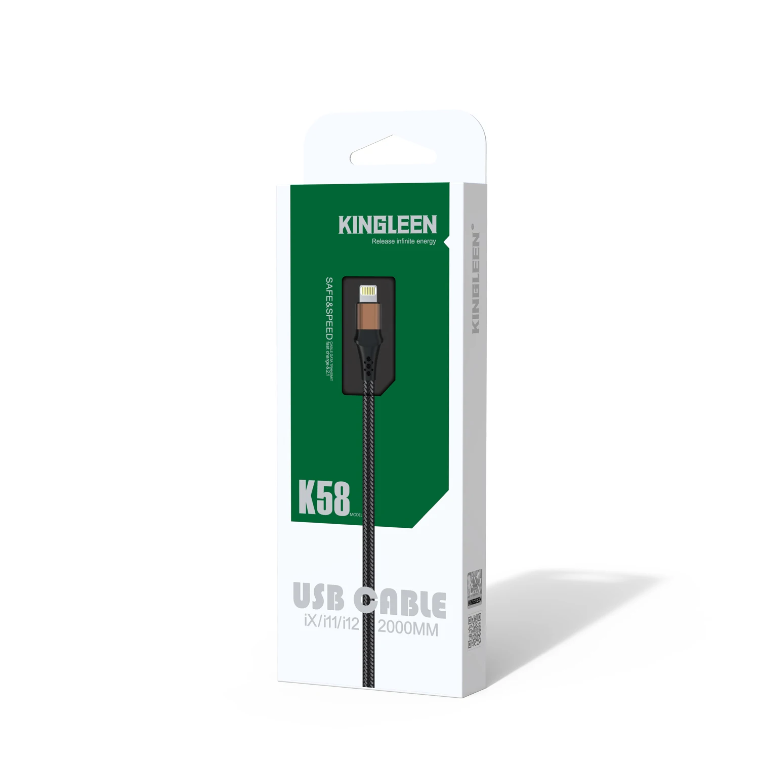 Factory price aluminium alloy nylon braided 2m/2000mm micro durable usb data cable for Android/iph/type-c KINGLEEN K57/K58/K59s