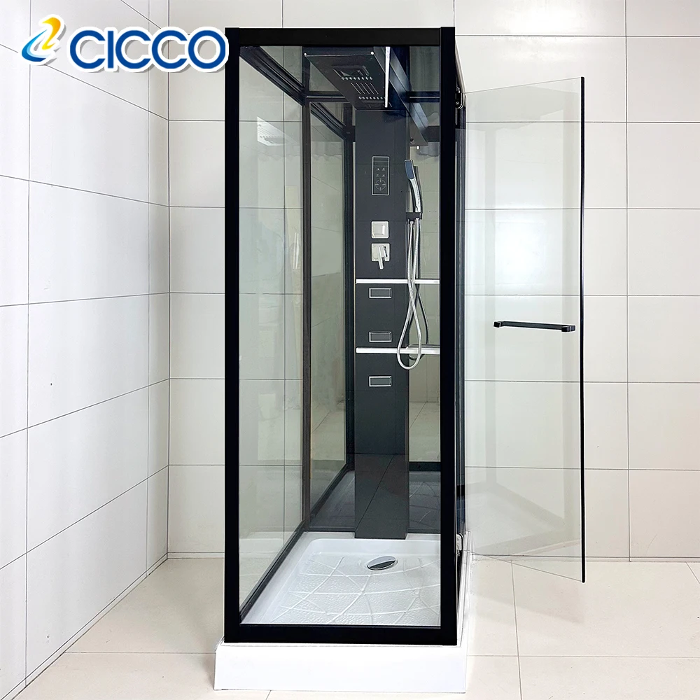 Wholesale  Safety Glass Framed  Black FrameShower Room Square  Indoor Steam  Bathroom Shower cabin
