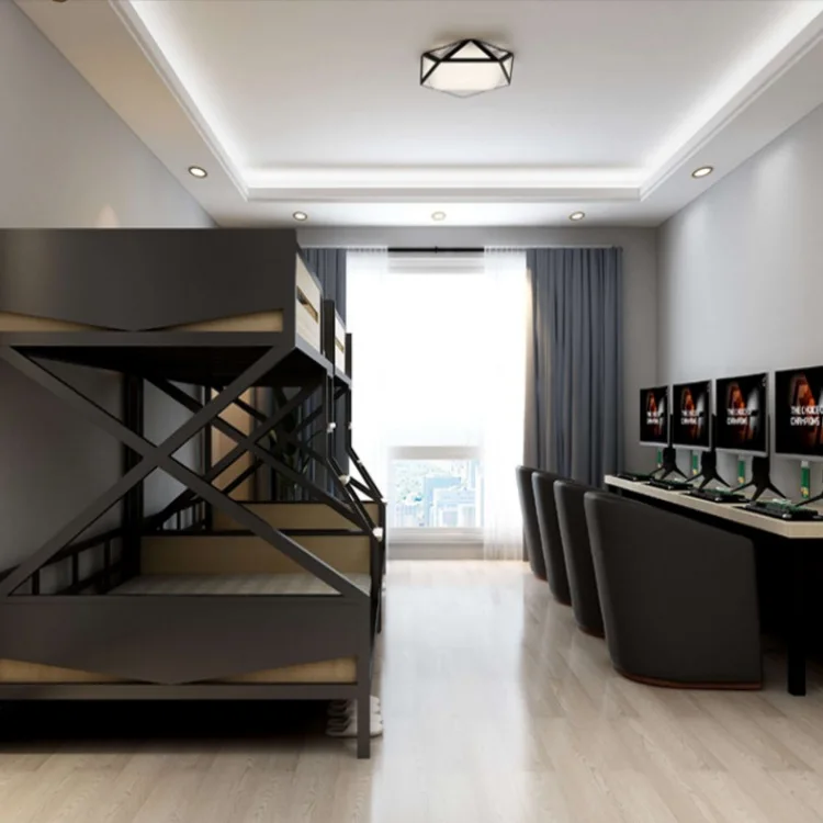 Modern Metal Loft Bunk Bed Twin-Over-Full Size with Removable Stairs